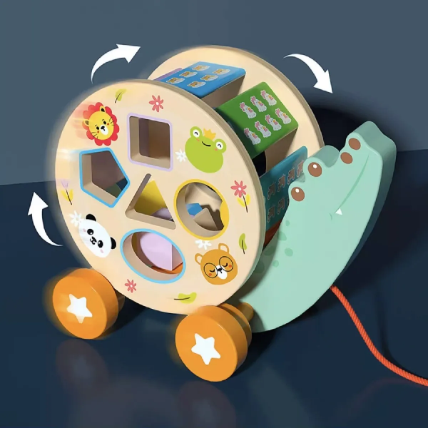 Cocodrilo de Madera – Juguete Didáctico de Encaje y Arrastre 🐊✨ - Montessorikidschile