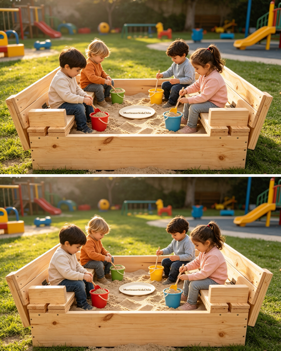 Arenero para niños con asiento Montessorikidschile