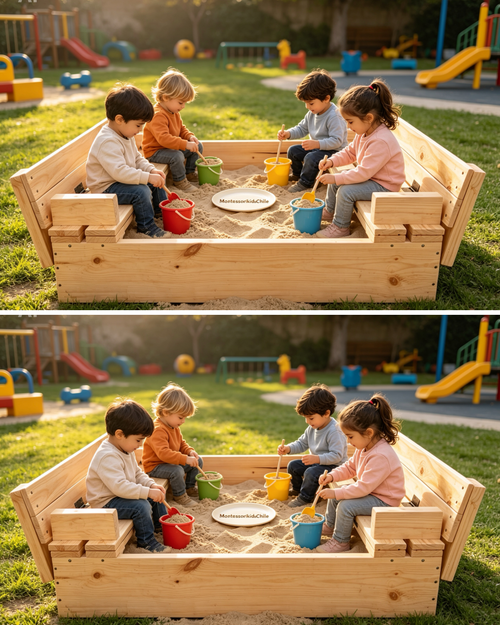 Arenero para niños con asiento Montessorikidschile