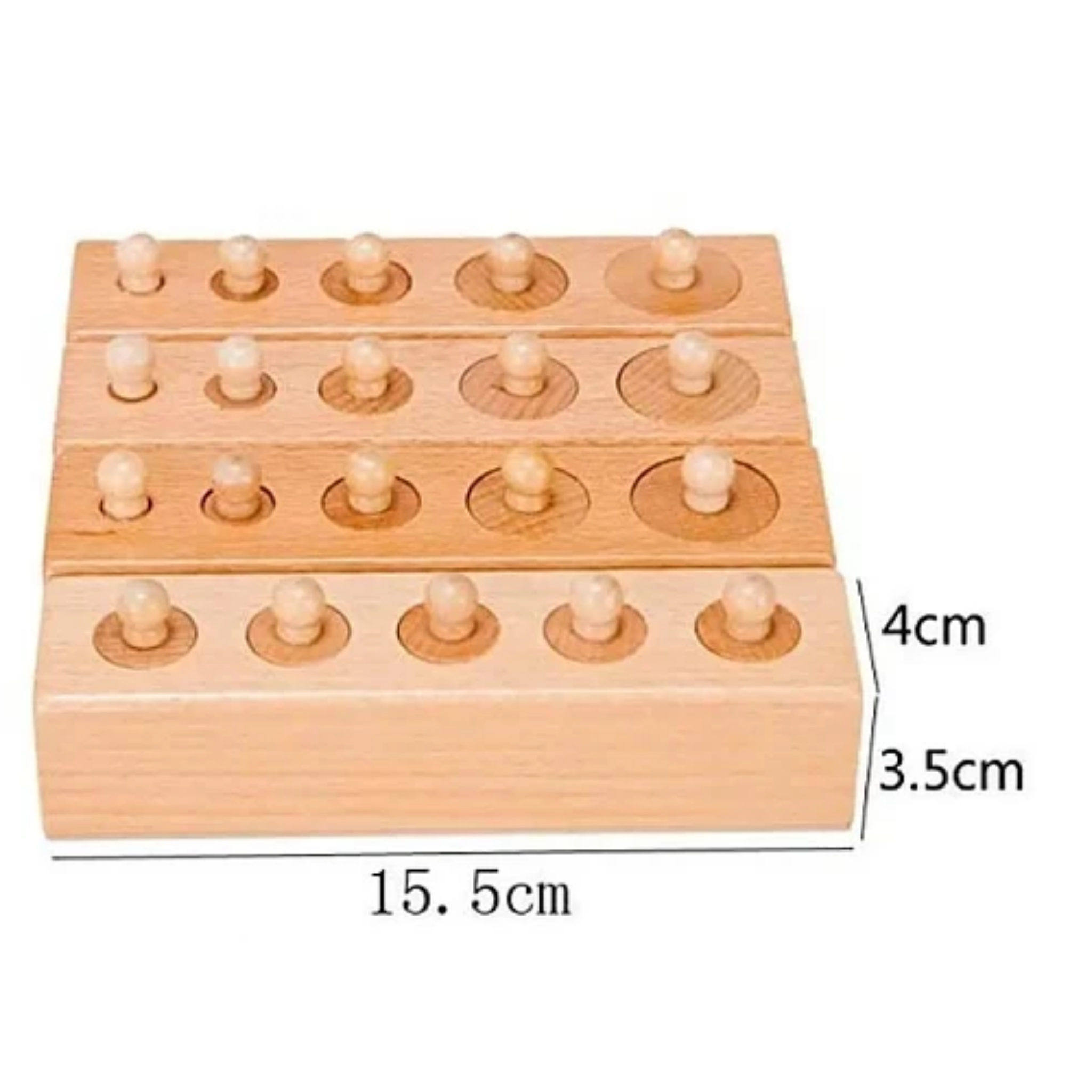 Set de Cilindros Montessori con botón Haya - Montessorikidschile
