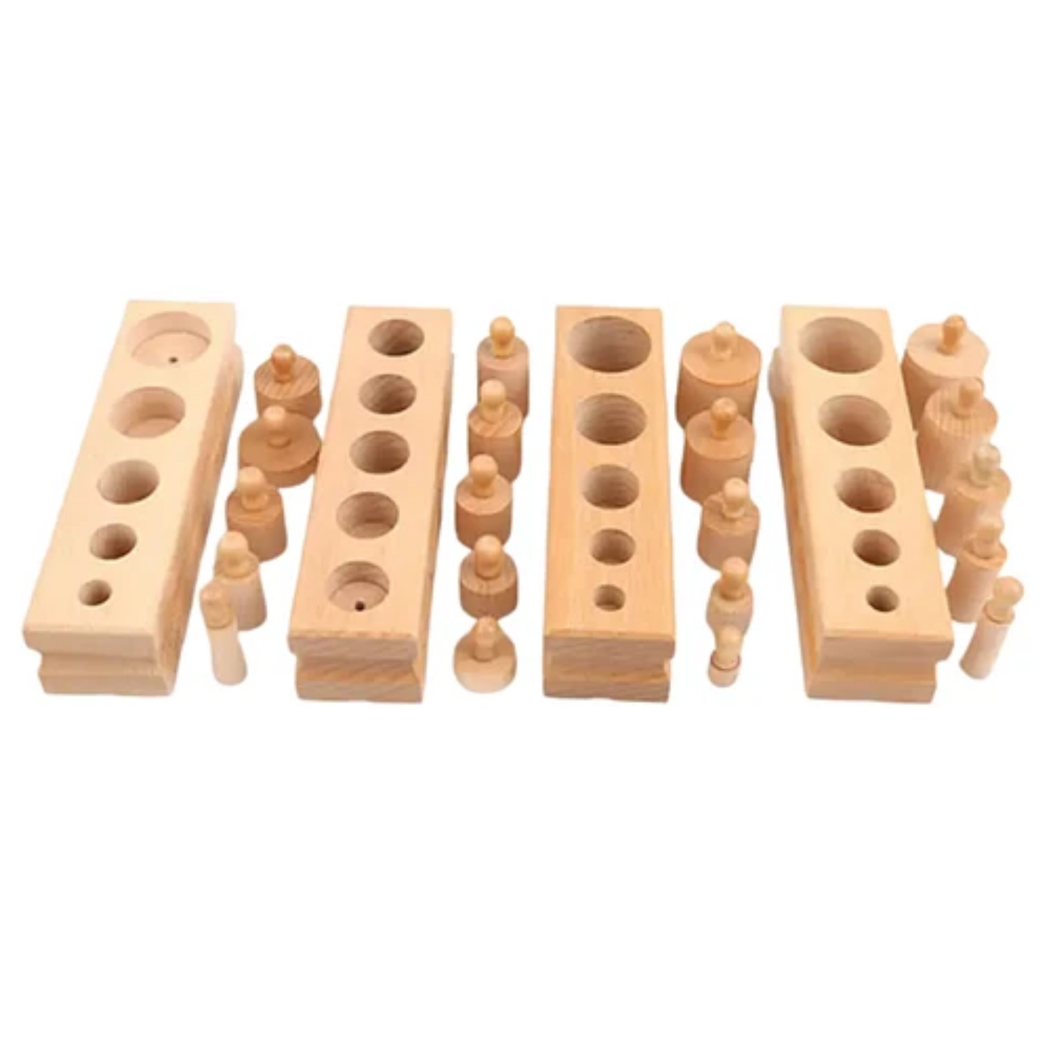 Set de Cilindros Montessori con botón Haya - Montessorikidschile