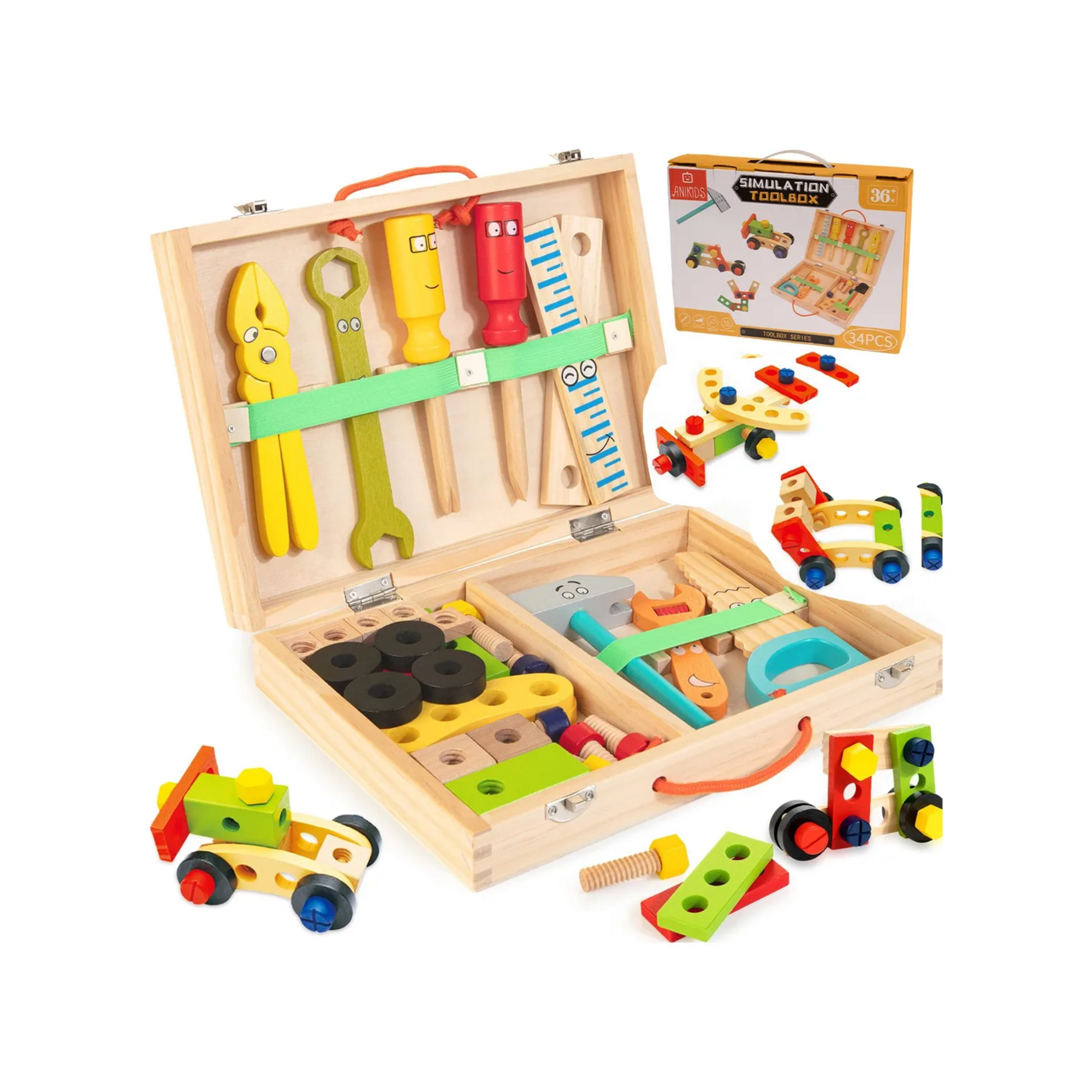 Caja de herramientas de madera - Montessorikidschile
