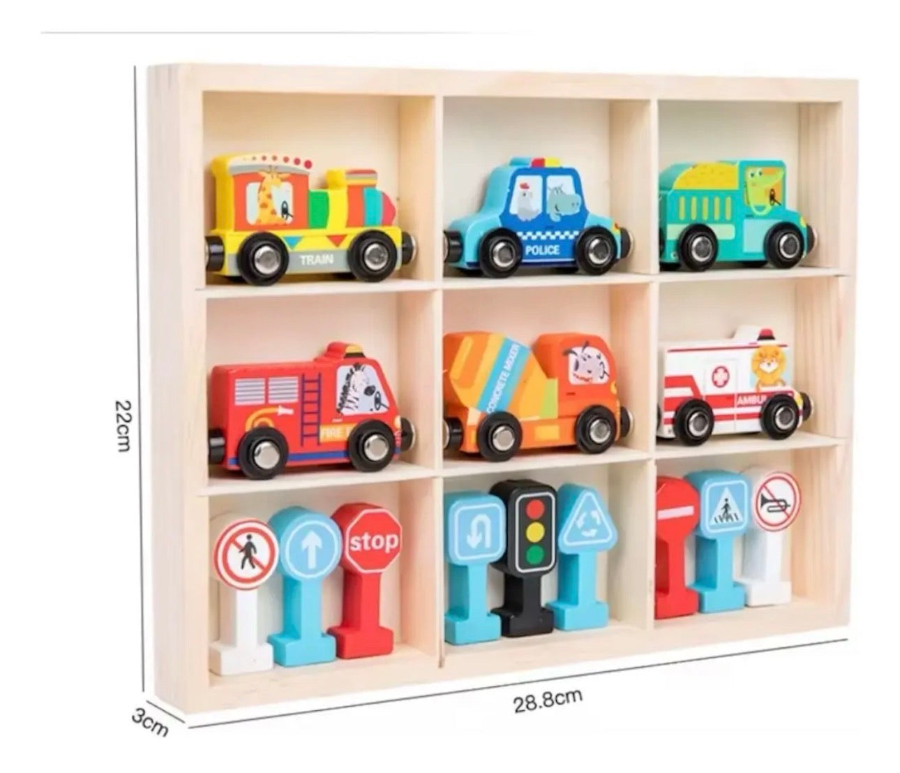 Set Magnético de Vehículos y Señales de Tránsito Montessorikidschile