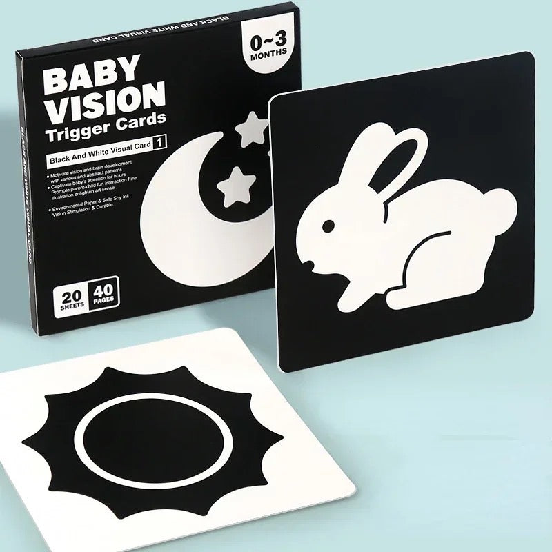 Tarjetas de estimulación blanco y negro - Montessorikidschile