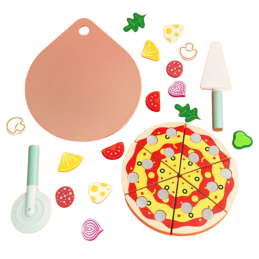 Pizza de madera  con velcro - Montessorikidschile