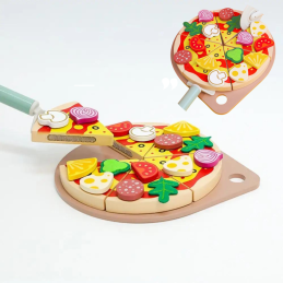 Pizza de madera  con velcro - Montessorikidschile