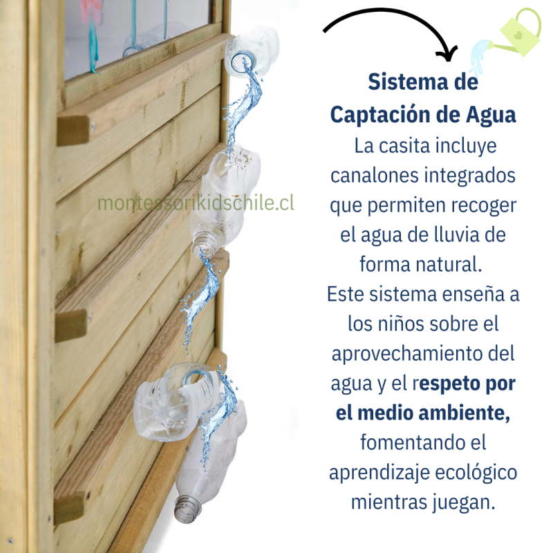 Casita Montessori eco natural con techo curvo y huerto - Montessorikidschile
