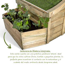 Casita Montessori eco natural con techo curvo y huerto - Montessorikidschile