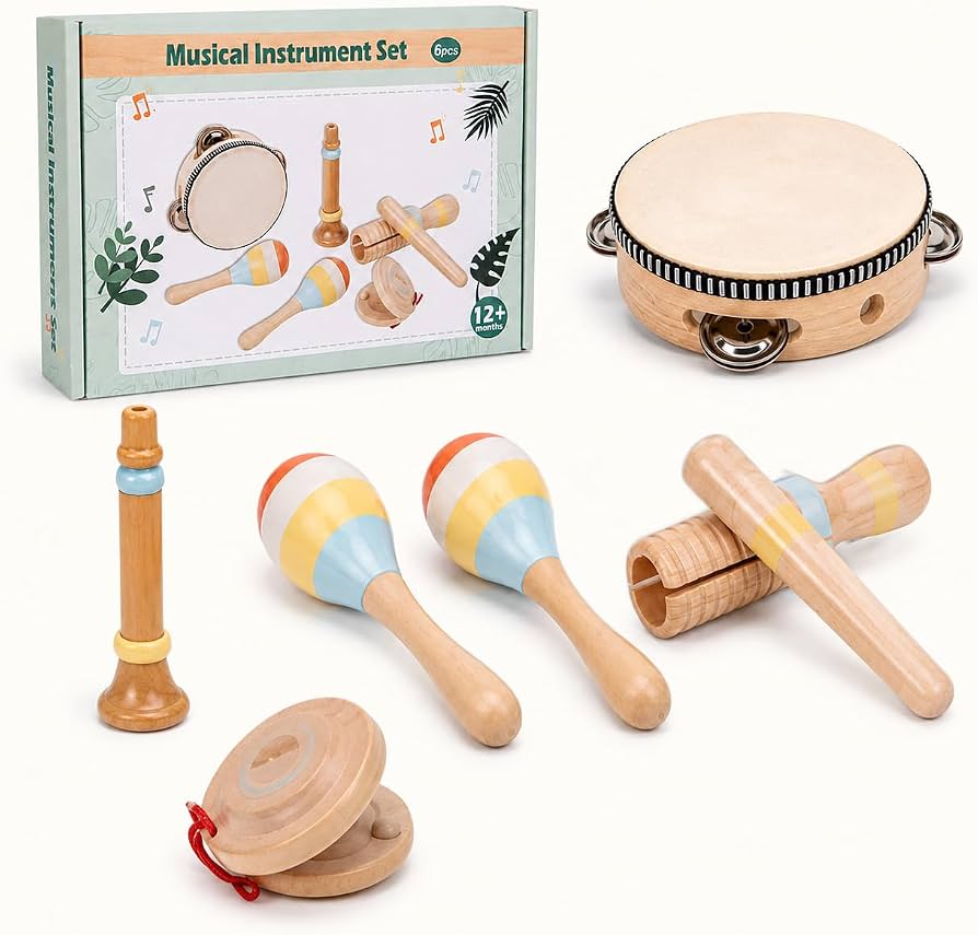 Set de Instrumentos Musicales de Madera – 6 Piezas Montessorikidschile
