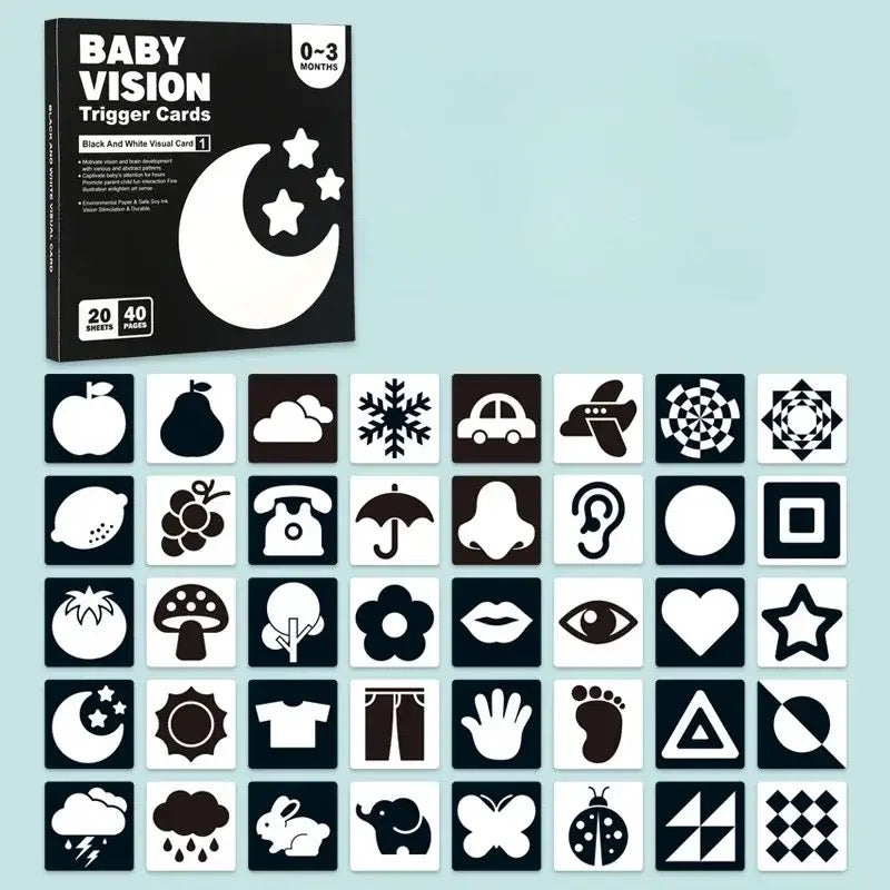 Tarjetas de estimulación blanco y negro - Montessorikidschile