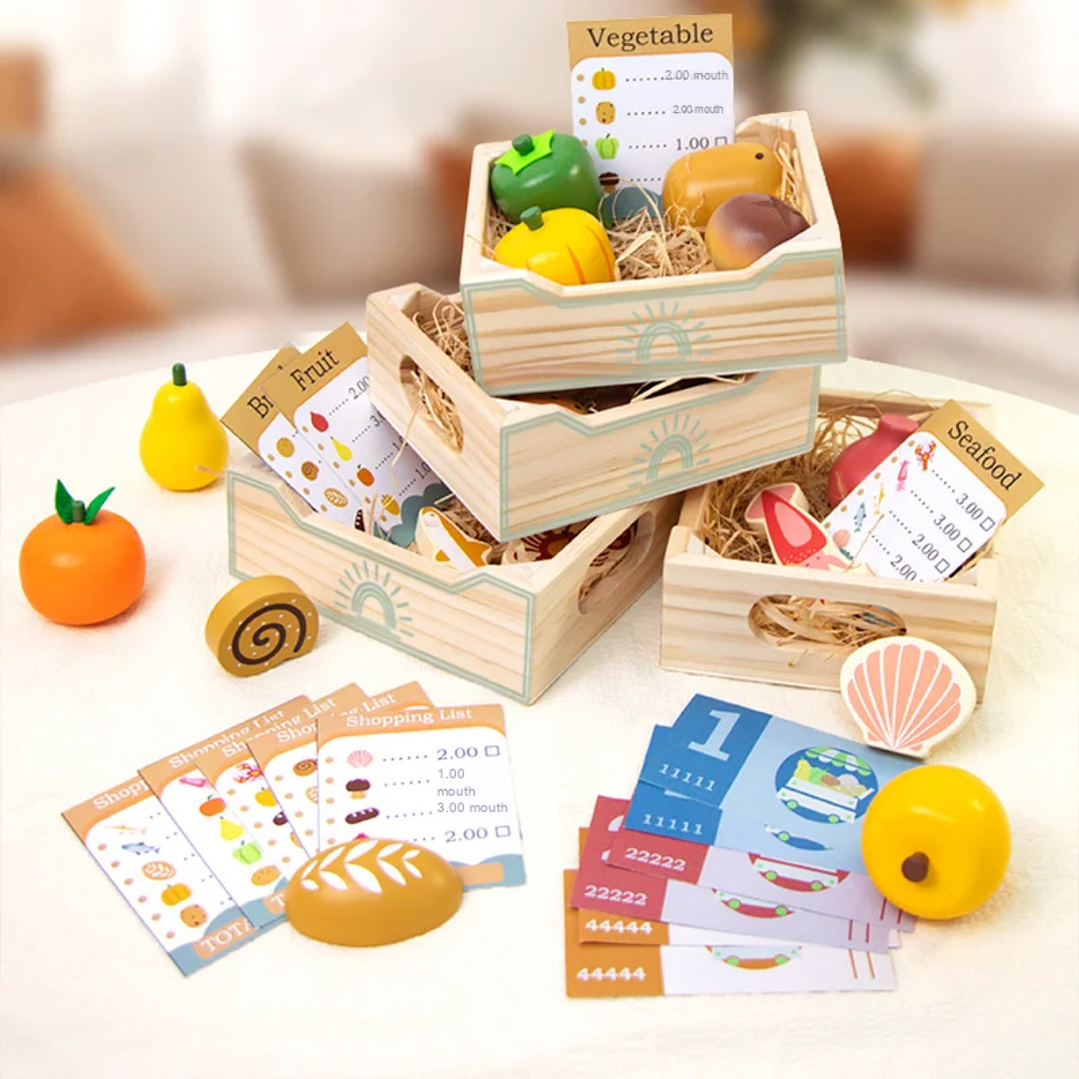 Set de Alimentos de Madera – Juego de Rol Montessori Montessorikidschile