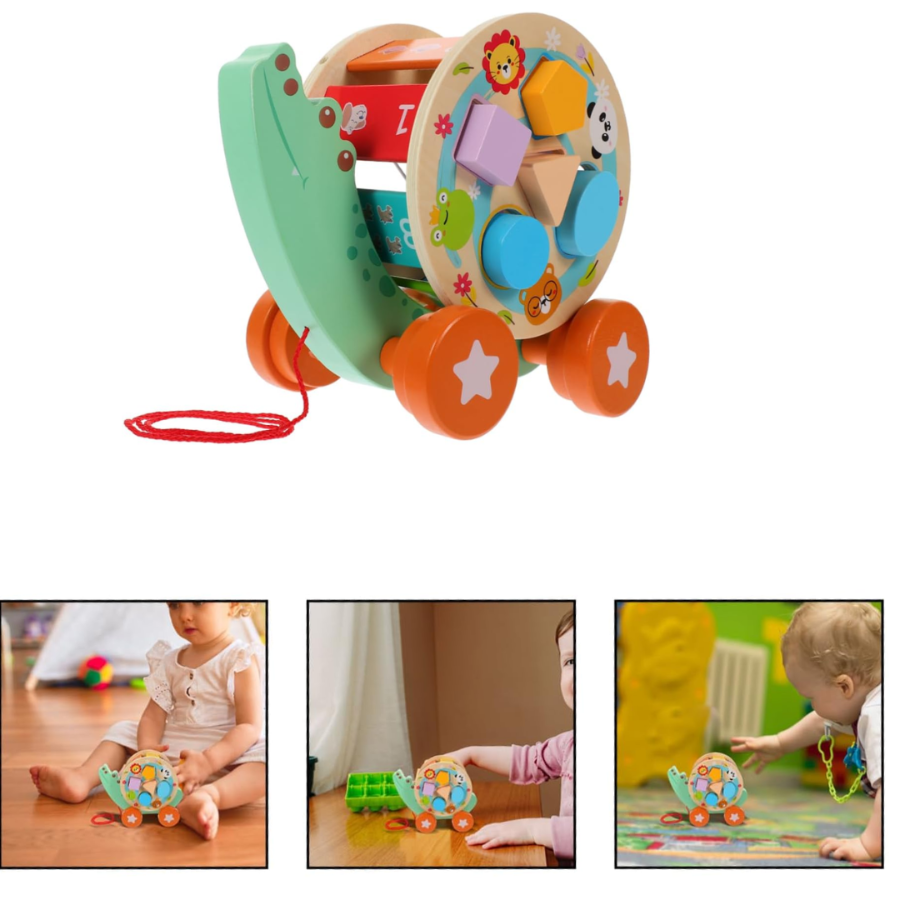 Cocodrilo de Madera – Juguete Didáctico de Encaje y Arrastre 🐊✨ - Montessorikidschile