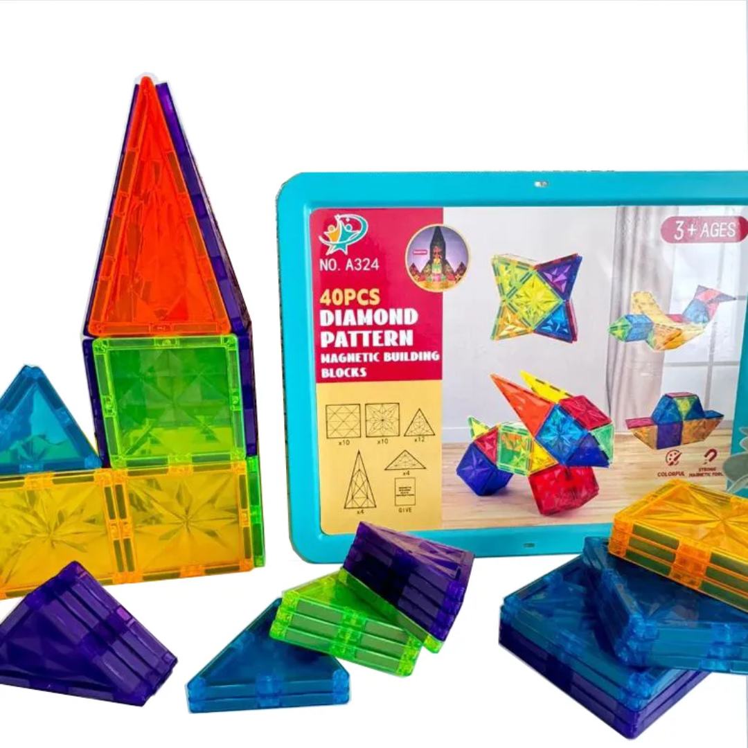 Set de Bloques Magnéticos – 40 piezas con caja - Montessorikidschile