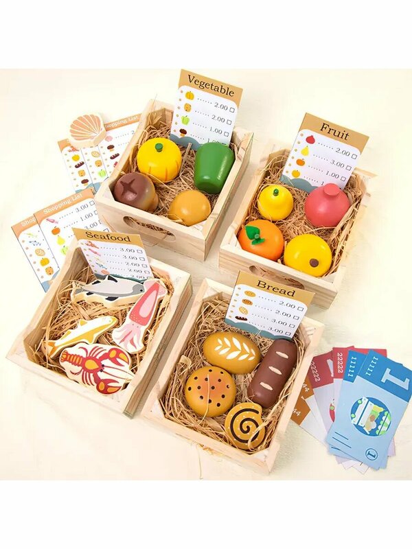 Set de Alimentos de Madera – Juego de Rol Montessori Montessorikidschile