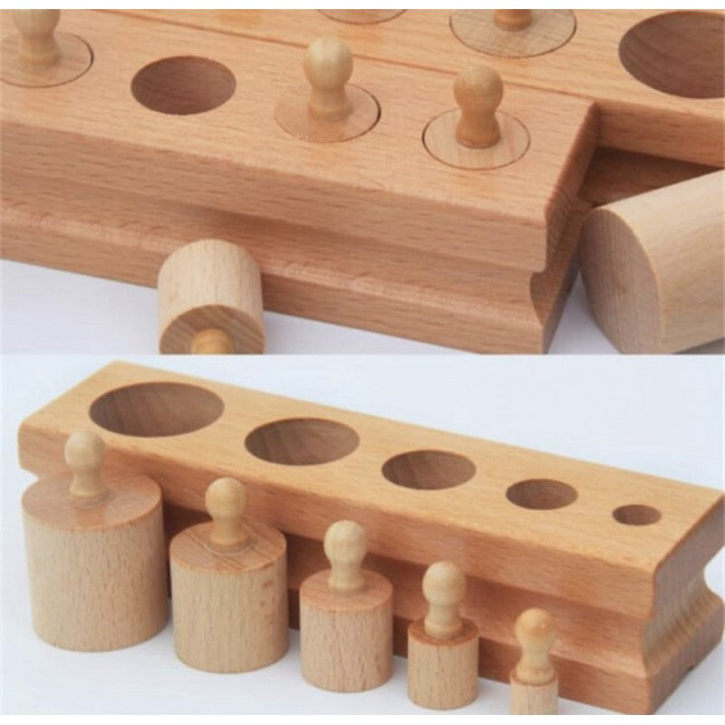 Set de Cilindros Montessori con botón Haya - Montessorikidschile