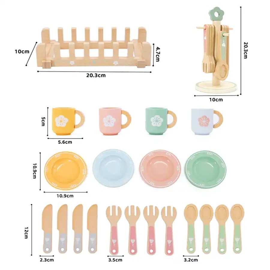 Set de vajilla de Madera Montessori Montessorikidschile