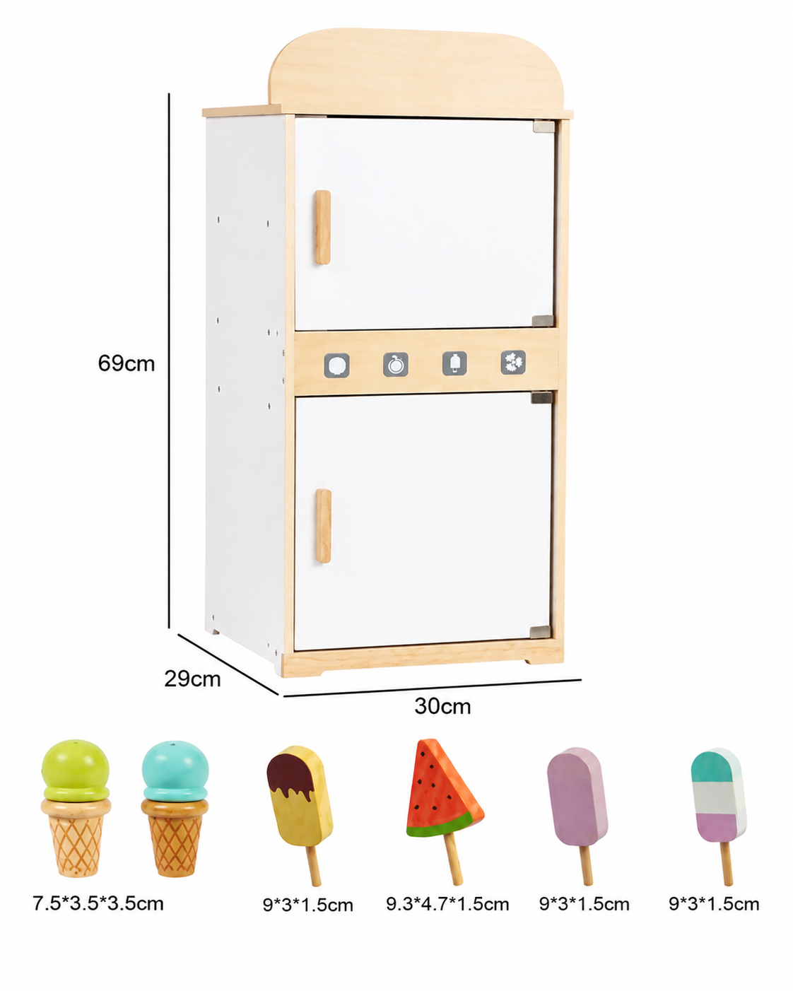 Refrigerador de madera incluye helados Montessorikidschile