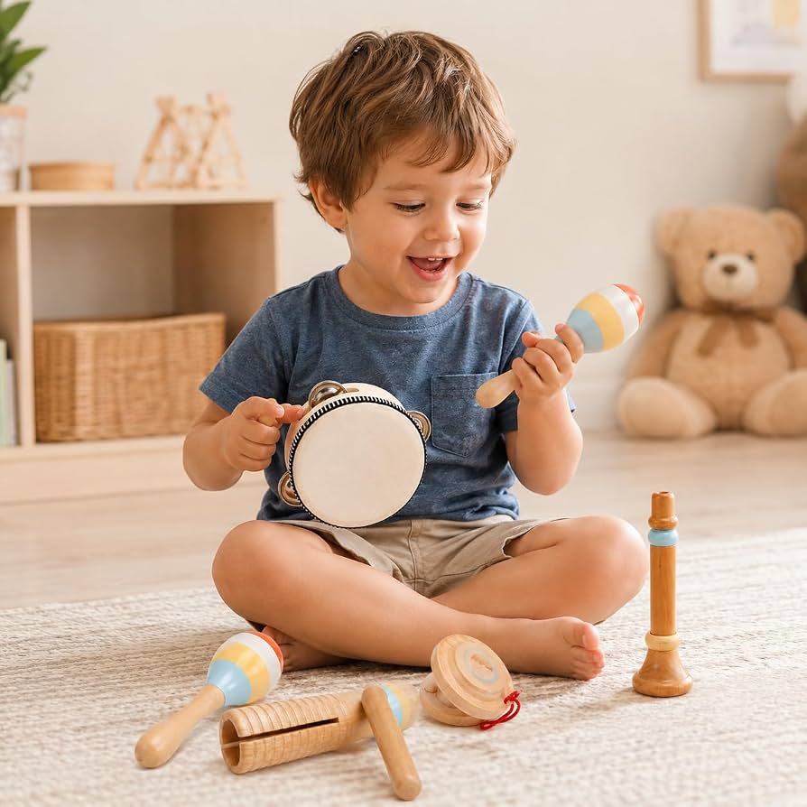 Set de Instrumentos Musicales de Madera – 6 Piezas Montessorikidschile