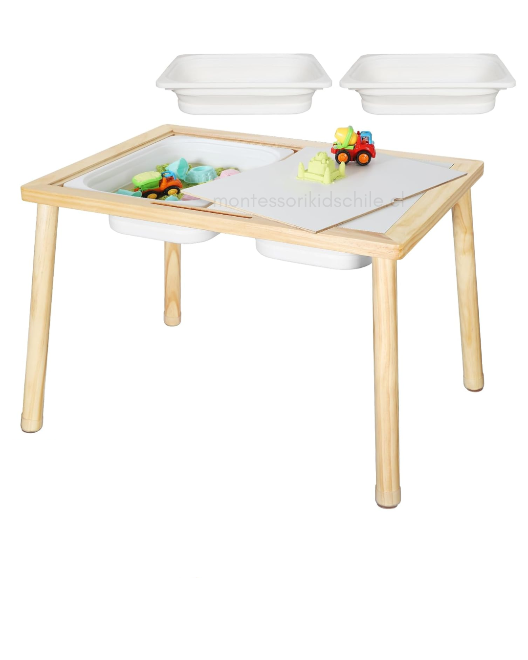 Mesa Sensorial Montessori Multifuncional doble bandeja - Montessorikidschile