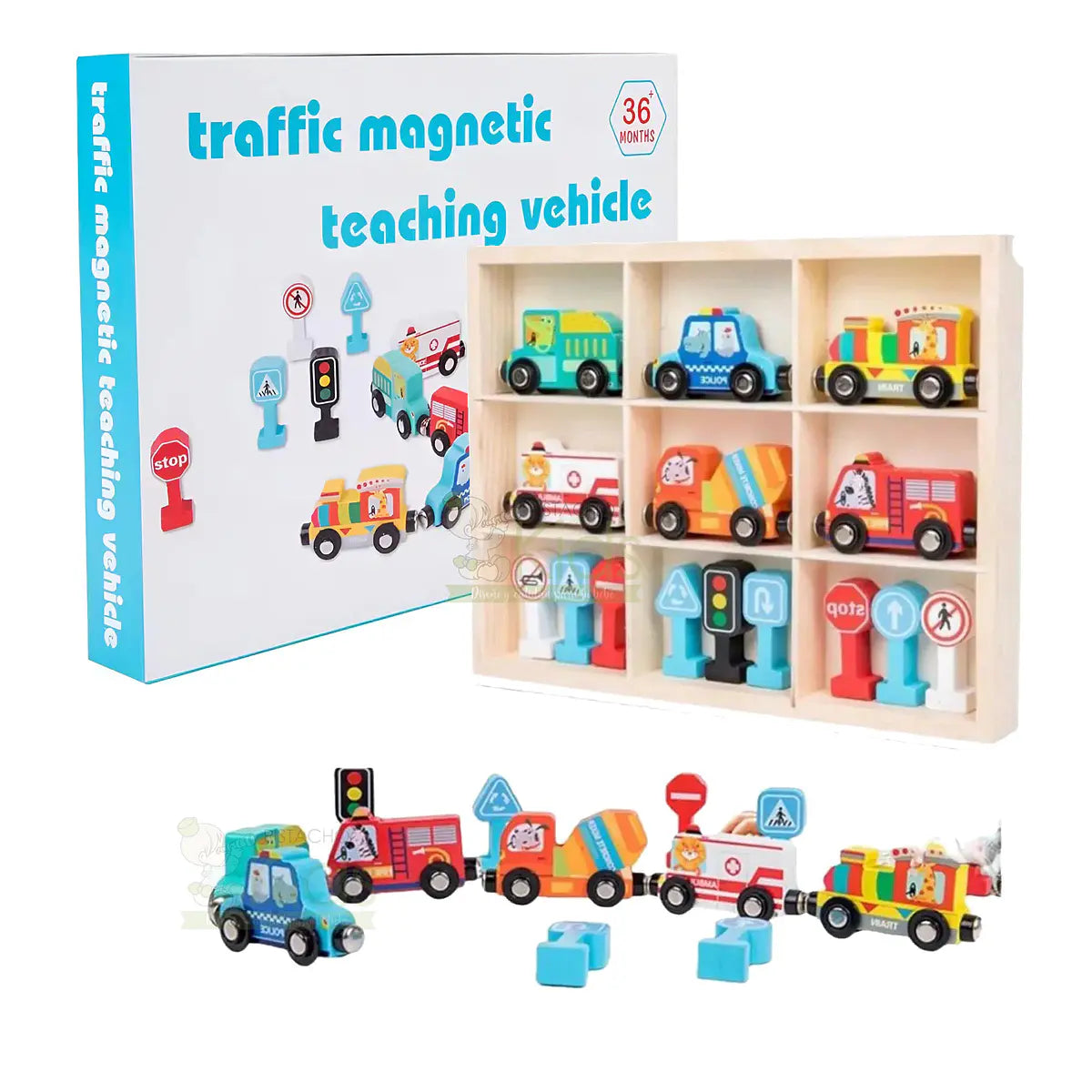 Set Magnético de Vehículos y Señales de Tránsito Montessorikidschile