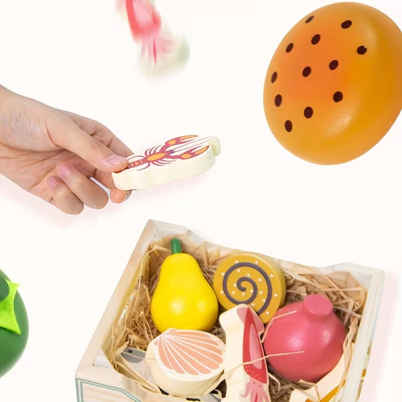 Set de Alimentos de Madera – Juego de Rol Montessori Montessorikidschile