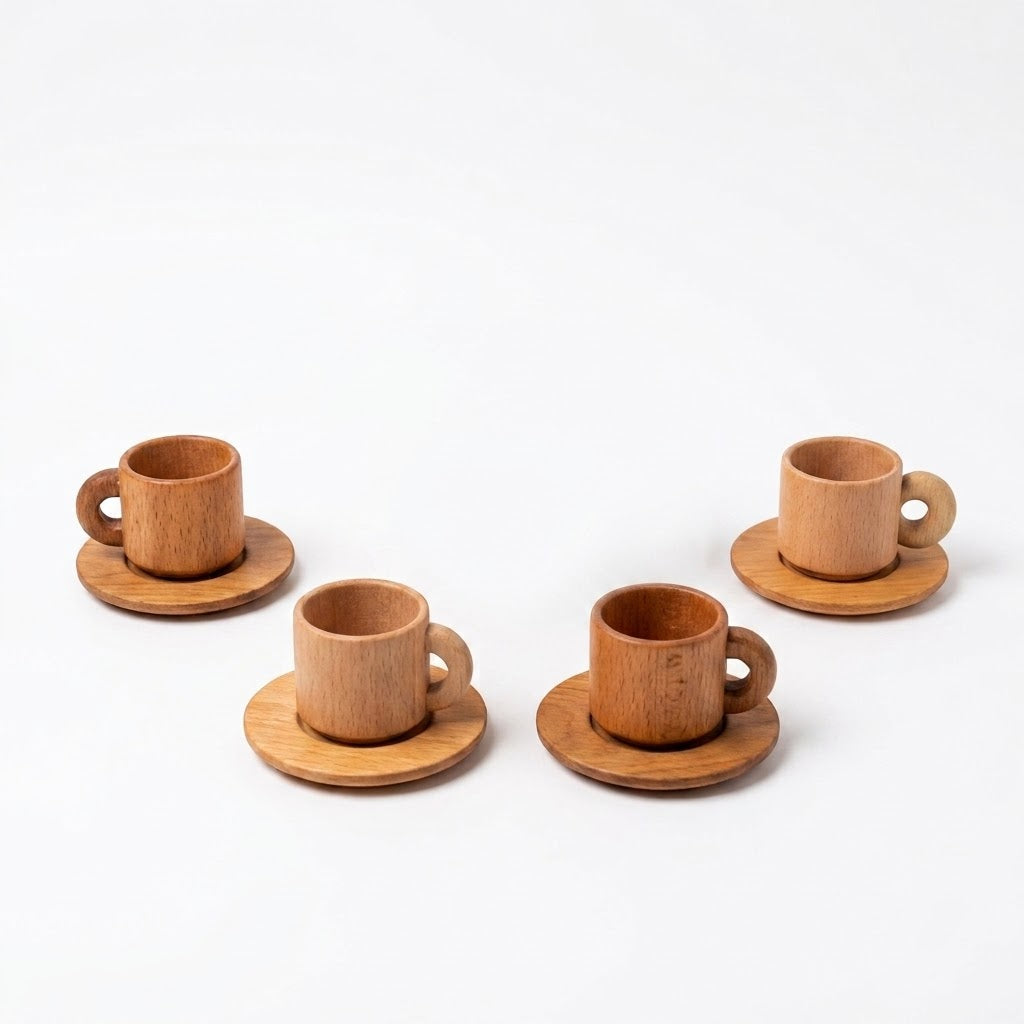 Set de 4 tazas de madera Montessorikidschile