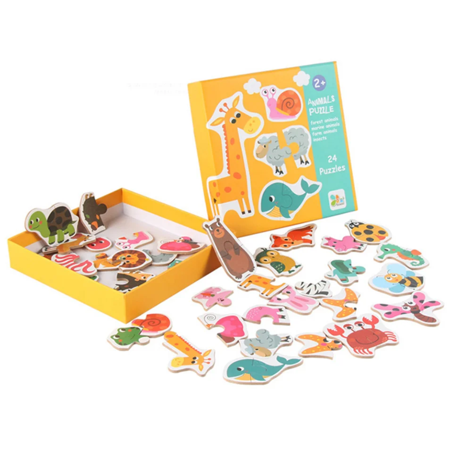 🧩 Set de Puzzles de Animales – 24 piezas armables - Montessorikidschile