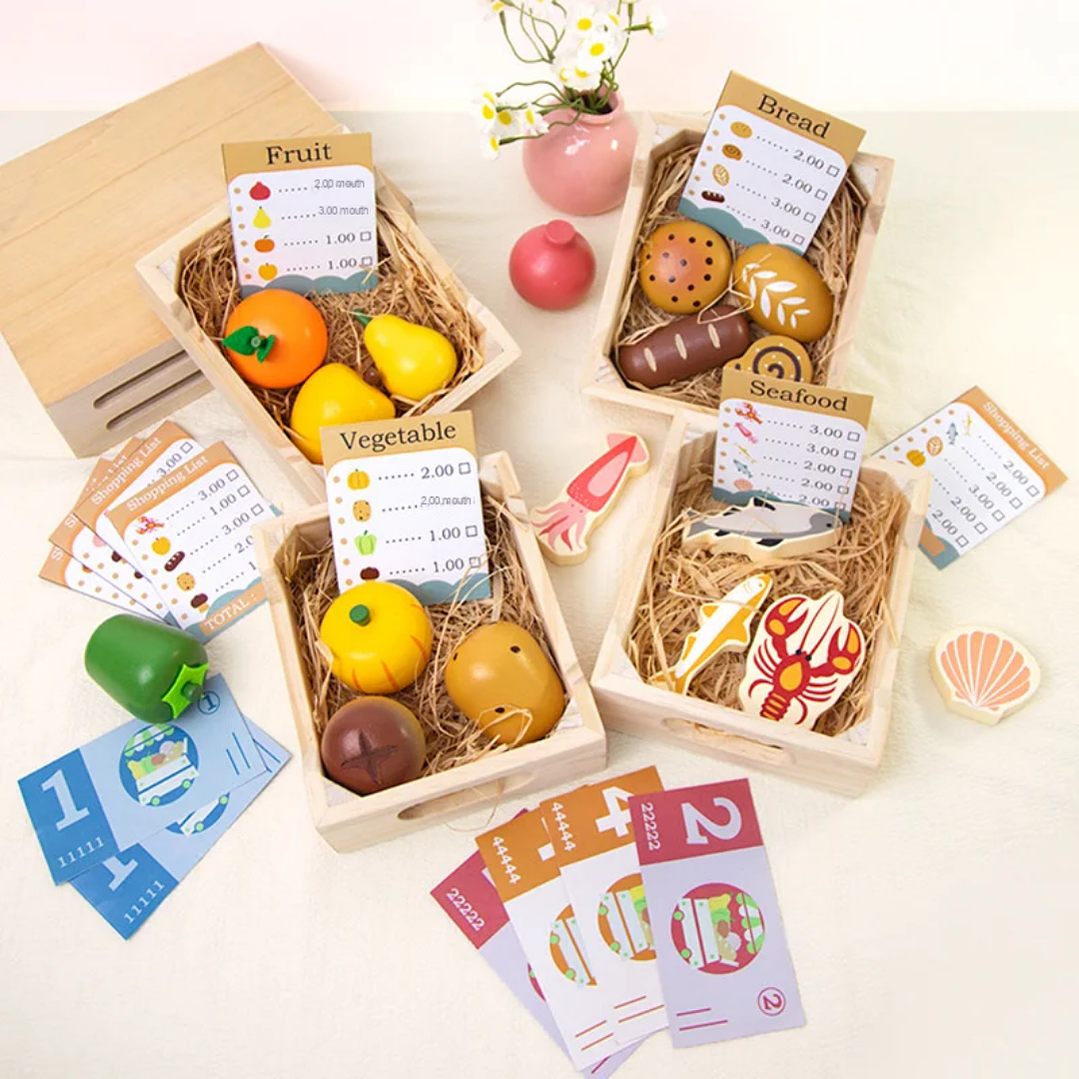 Set de Alimentos de Madera – Juego de Rol Montessori Montessorikidschile