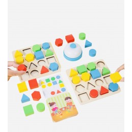 Puzzle cuerpos gemetricos de madera - Montessorikidschile