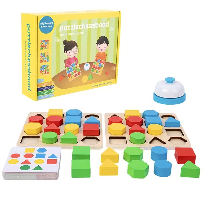 Puzzle cuerpos gemetricos de madera - Montessorikidschile