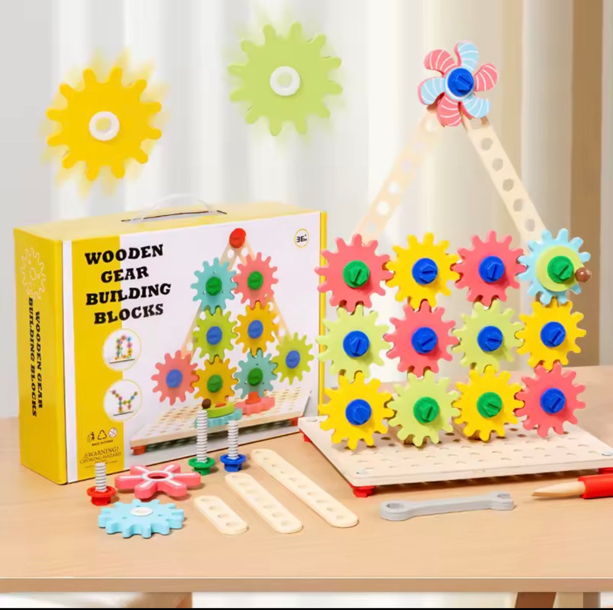 Juego de Engranajes de madera Montessori