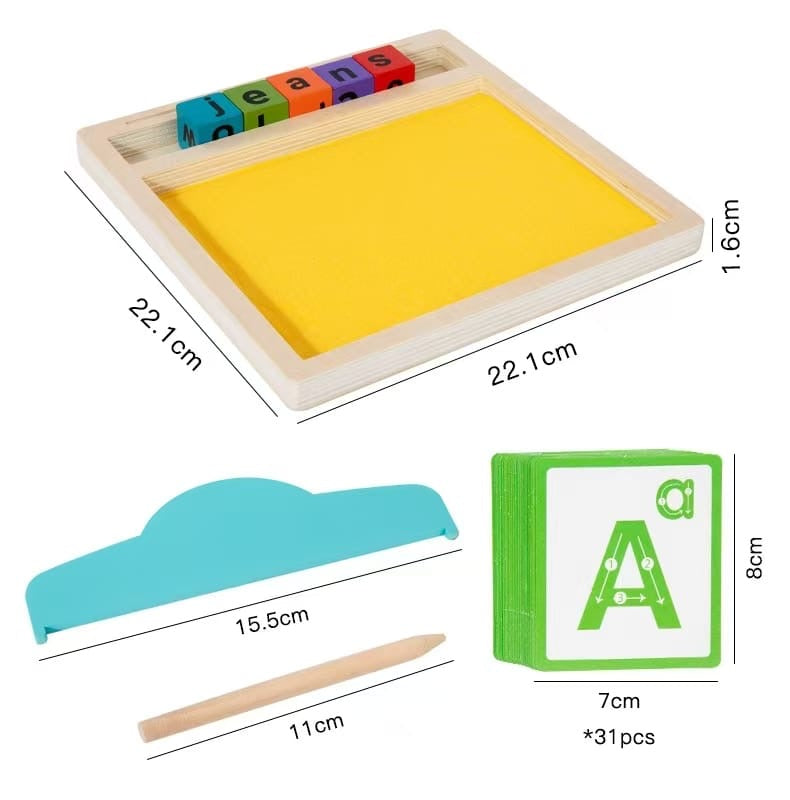 Bandeja de Arena Montessori para Trazar Letras y Aprender a Escribir Montessorikidschile