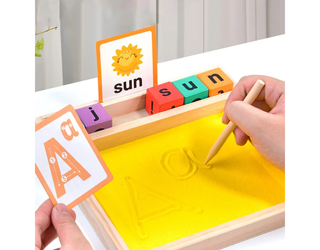 Bandeja de Arena Montessori para Trazar Letras y Aprender a Escribir Montessorikidschile