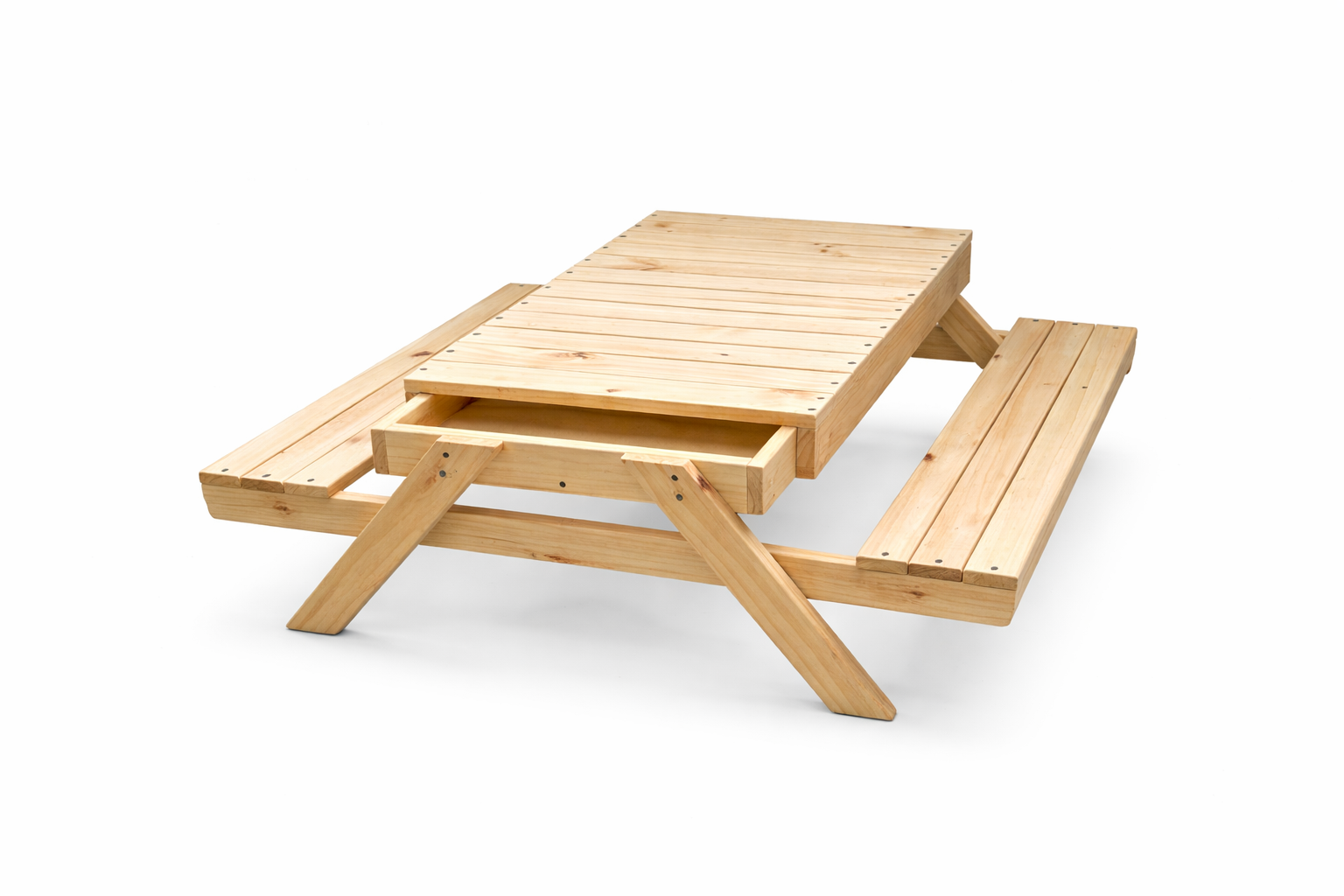 Mesa Sensorial de Arena con Bancas y Tapa de Madera Montessorikidschile