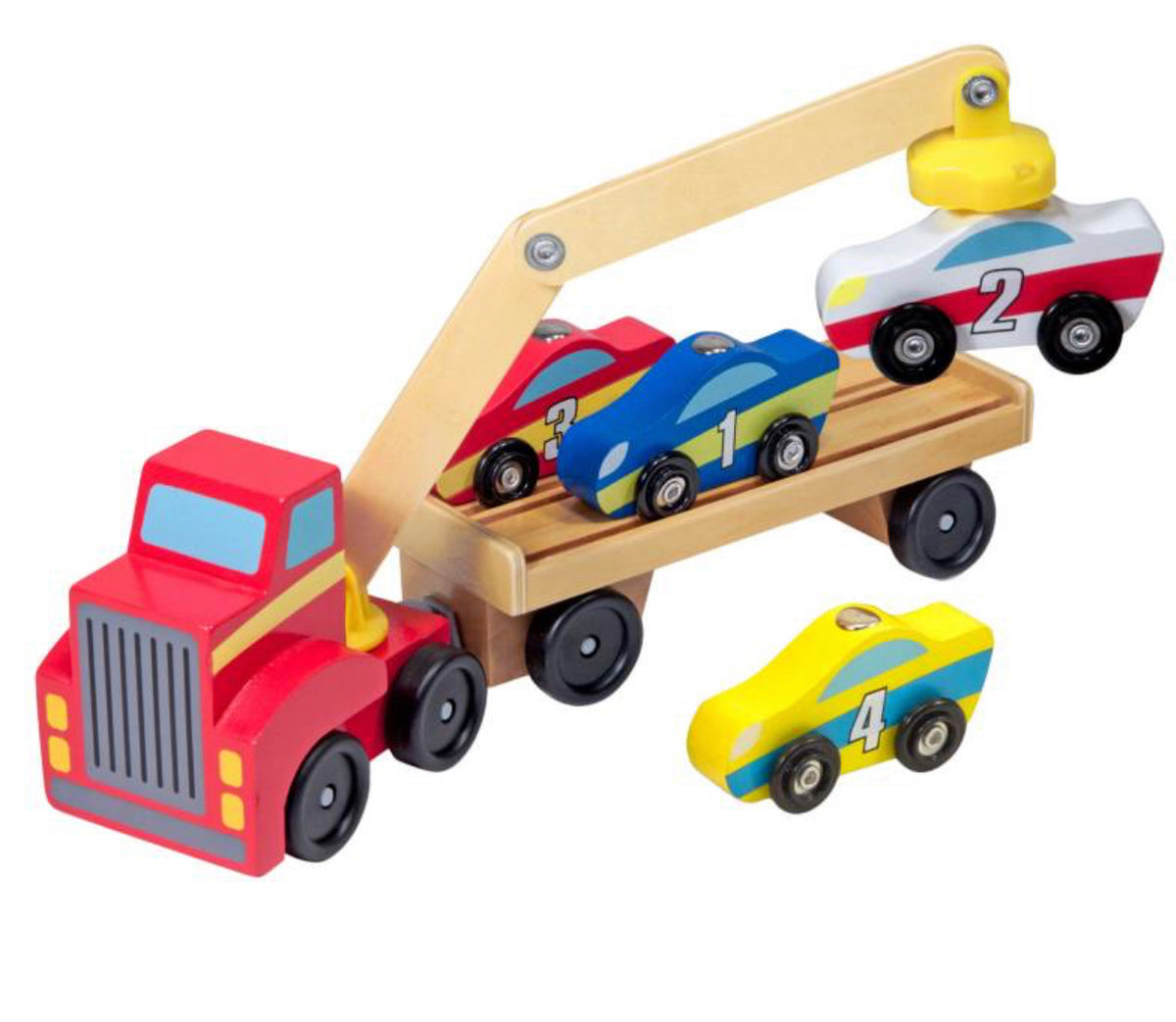 Grúa de Madera Magnética con Autos