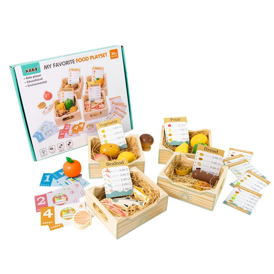 Set de Alimentos de Madera – Juego de Rol Montessori