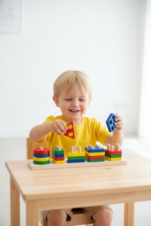 Clasificador de Formas y Colores de Madera Montessori Montessorikidschile