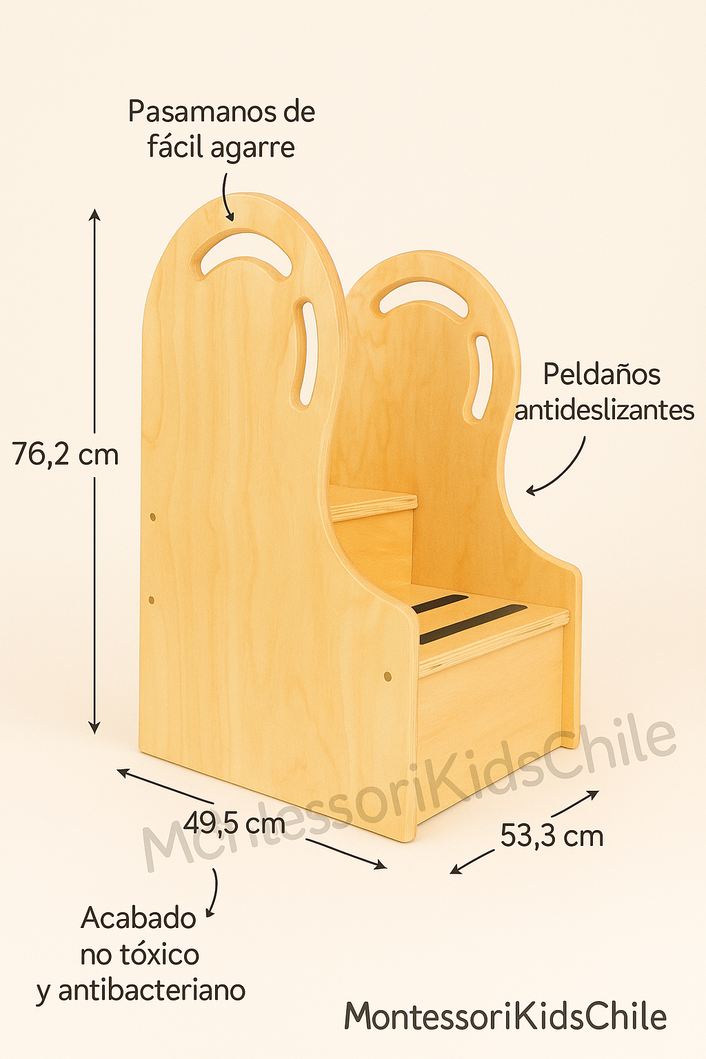 Escalera Didáctica para Mudador – Certificación JUNJI - Montessorikidschile