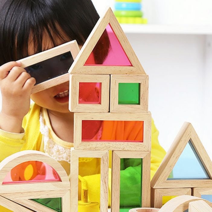Bloques de madera sensoriales arcoíris (24) - - Montessorikidschile