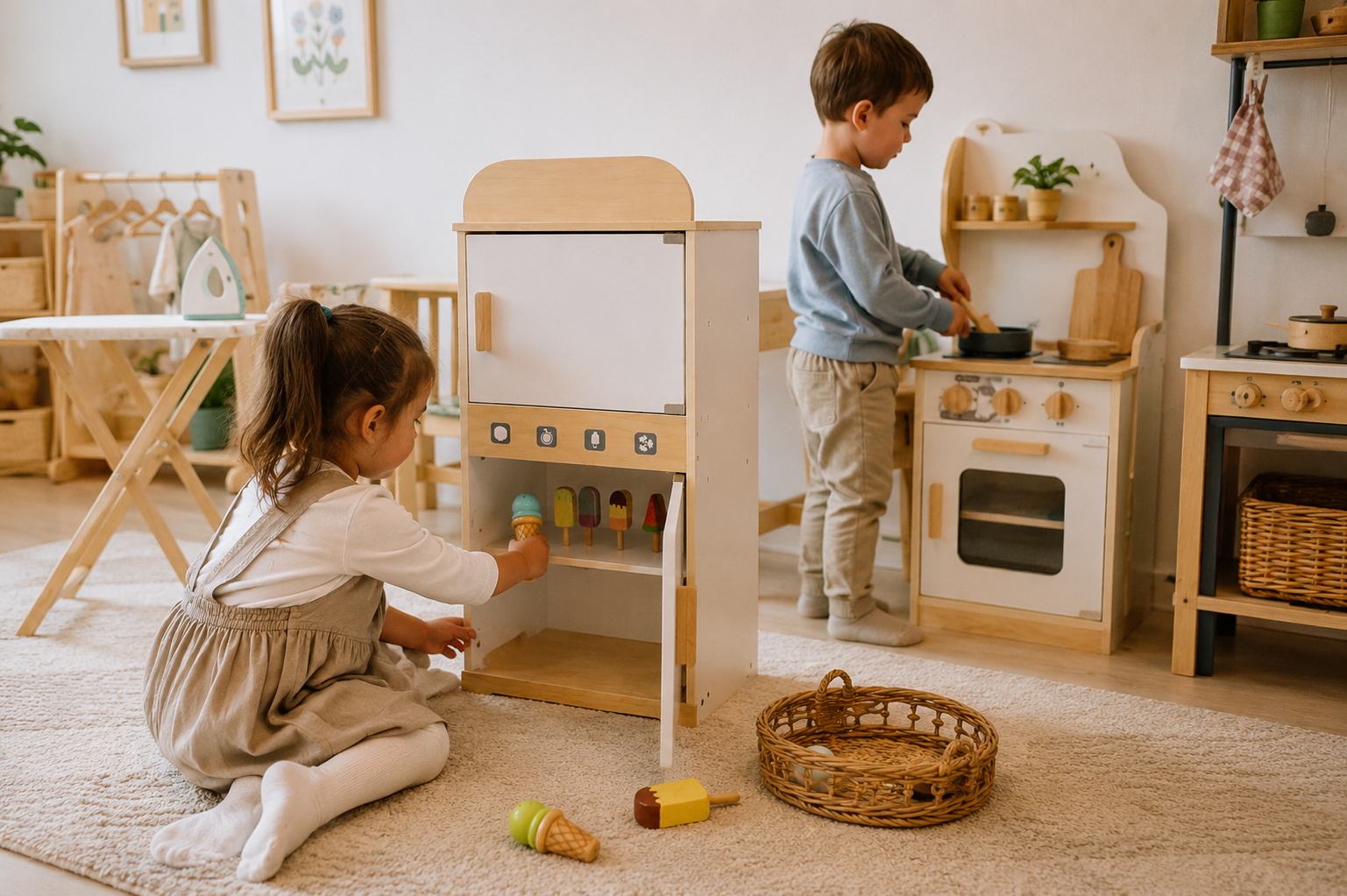Refrigerador de madera incluye helados Montessorikidschile
