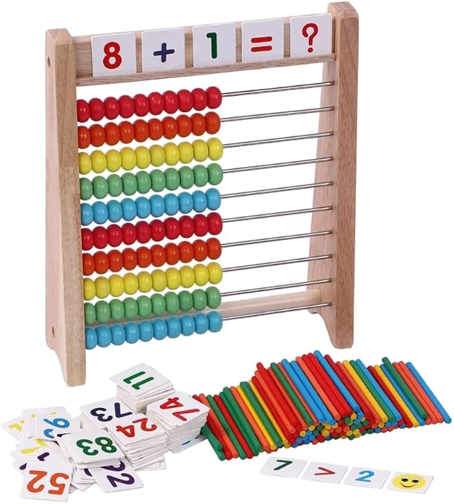 Ábaco de Madera con Tarjetas Numéricas y Repisa Montessorikidschile