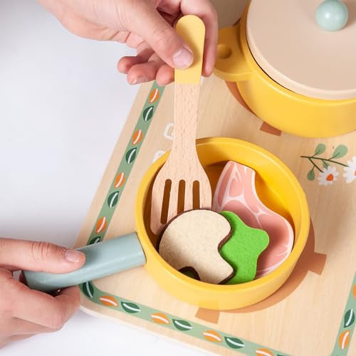 Cocina Montessori  de madera con vegetales