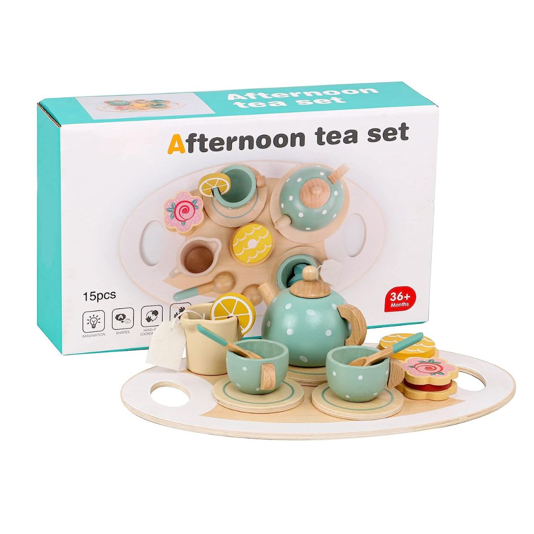 Set de Té de Madera Montessori – Juego de Imitación para Niños