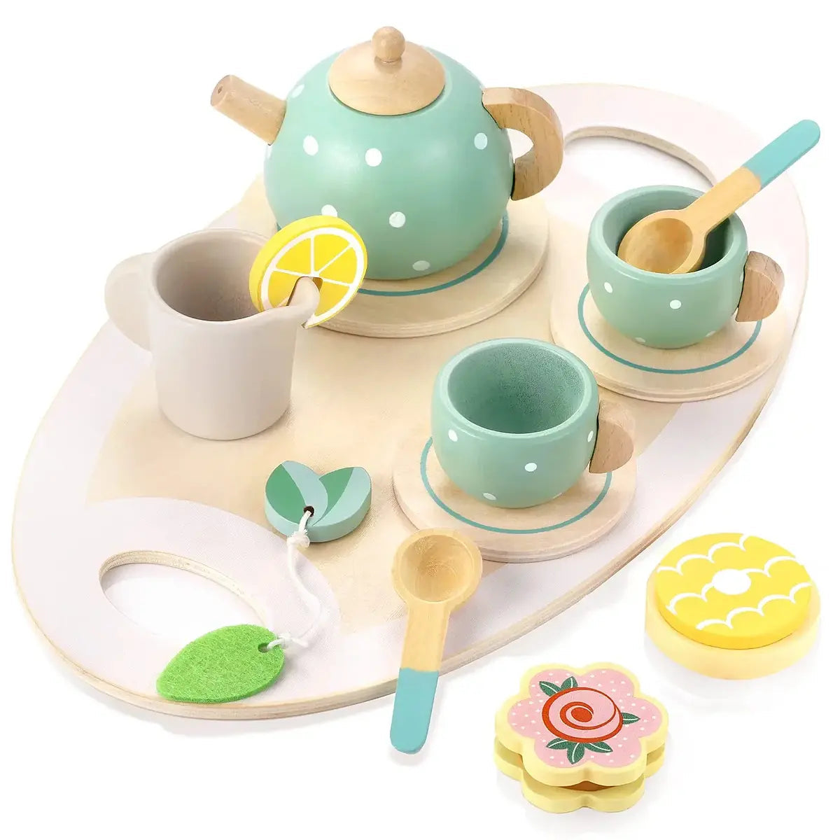 Set de Té de Madera Montessori – Juego de Imitación para Niños