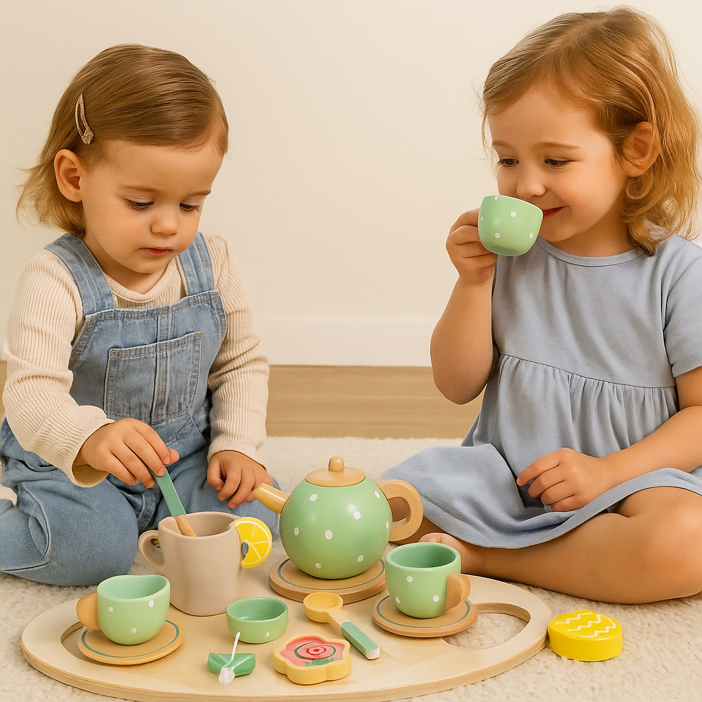 Set de Té de Madera Montessori – Juego de Imitación para Niños