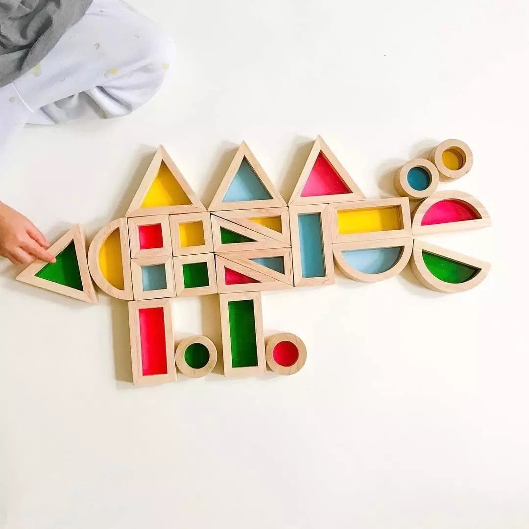 Bloques de madera sensoriales arcoíris (24) - - Montessorikidschile