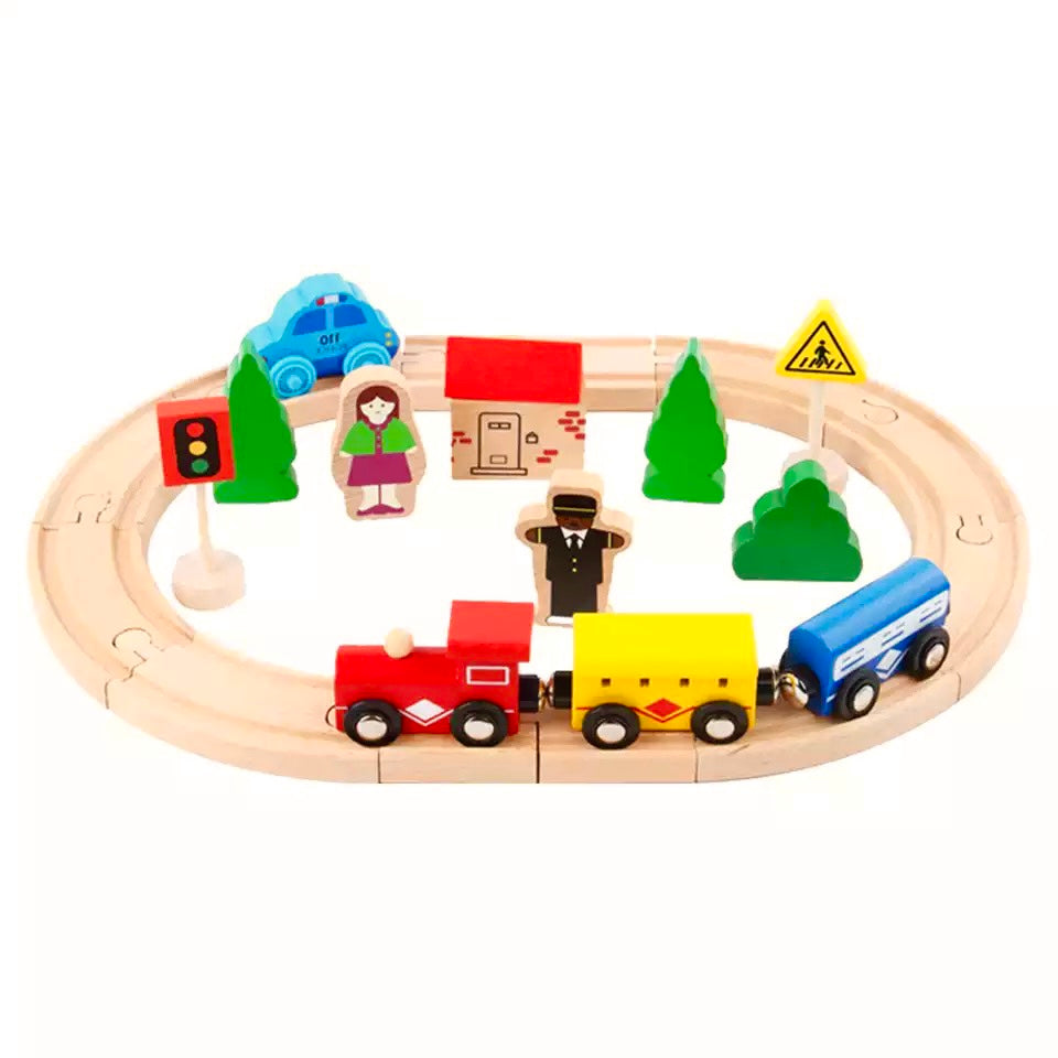 Pista de tren magnéticos de madera - Montessorikidschile