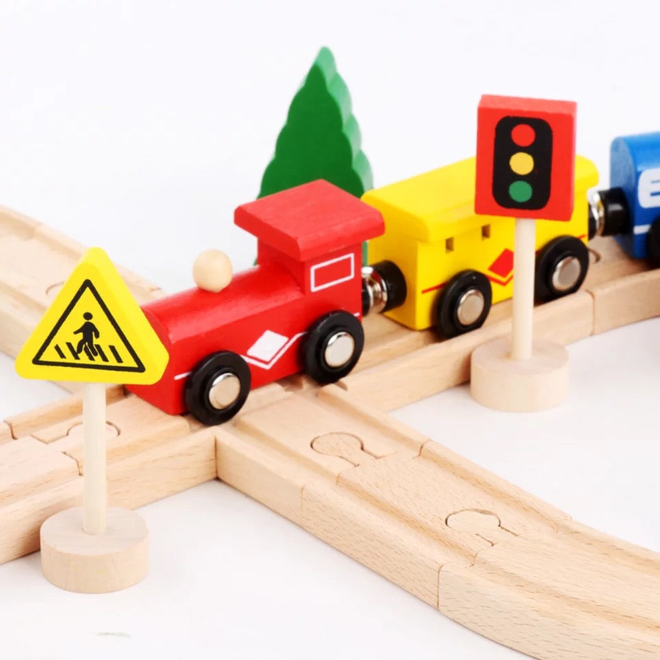 Pista de tren magnéticos de madera - Montessorikidschile