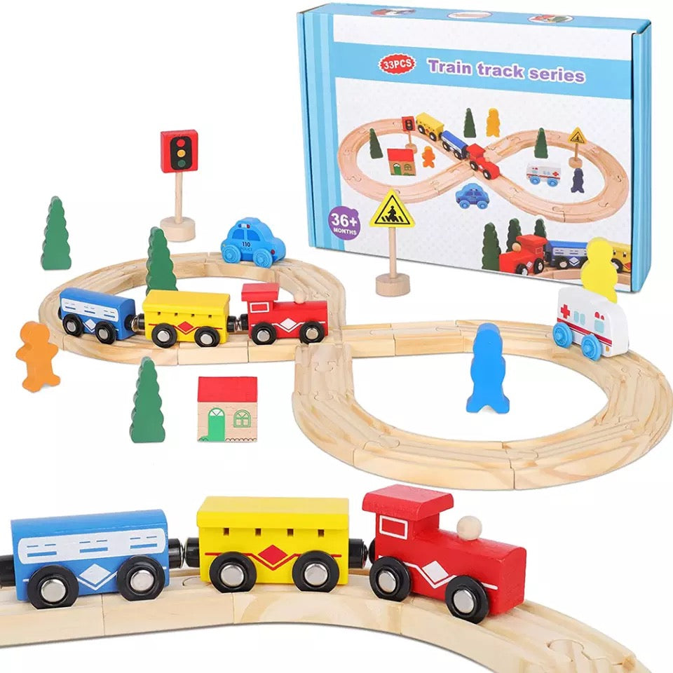 Pista de tren magnéticos de madera - Montessorikidschile