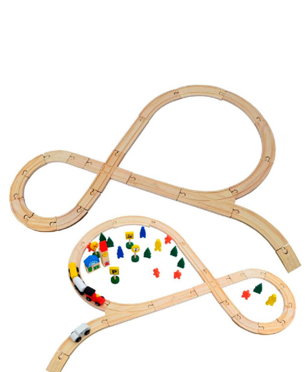 Pistas de autos de madera 40 piezas - Montessorikidschile